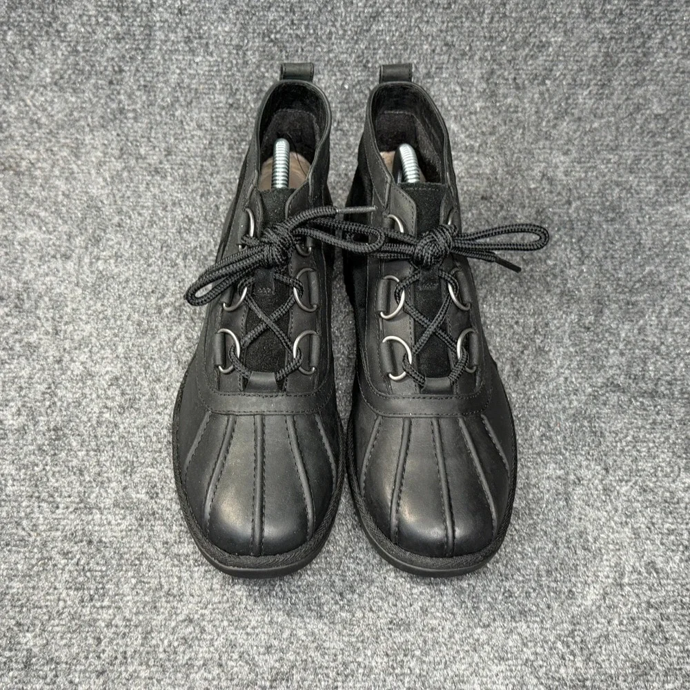 UGG Heather Boots Women's 9 Black Leather Suede Waterproof Short‎ Ankle Booties